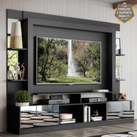 Rack Estante c/ Suporte TV 65" e Espelho Oslo Multimóveis Preto/Branco
