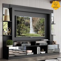 Rack Estante c/ Painel TV 65" e Espelho Oslo Multimóveis Preto/Tenerife