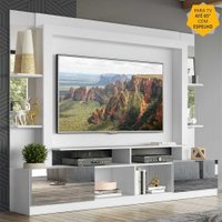 Rack Estante c/ Painel TV 65" e Espelho Oslo Multimóveis Branco