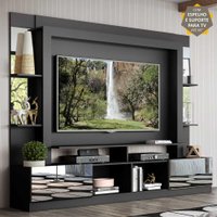 Rack Estante c/ Suporte TV 65" e Espelho Oslo Multimóveis Preto/Tenerife