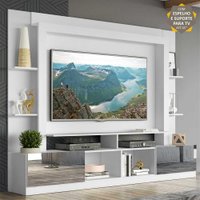Rack com Painel e Suporte TV 65" Portas com Espelho Oslo Multimóveis - Branco