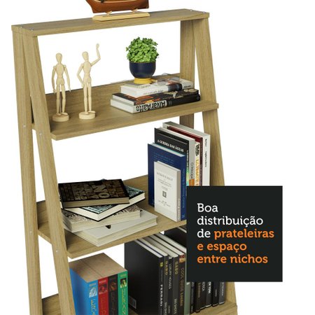 Estante Escada para Livros com 4 Prateleiras Madesa - Carvalho