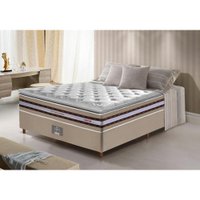 Conjunto Cama Box Casal de Molas Ensacadas D33 com Pillow TOP Cama inBox 138x188x70 Bege