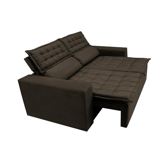 Sofá 3 Lugares Retrátil e Reclinável Cama inBox Slim 1,80m Velusoft Café