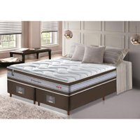 Conjunto Cama Box King de Molas Ensacadas D33 Cama inBox Select Firme 193x203x70 Café