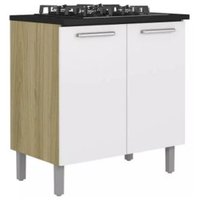 Balcão Itatiaia 2 Portas com Tampo para Cooktop 4 Bocas Clean 	 Nogueira com Branco