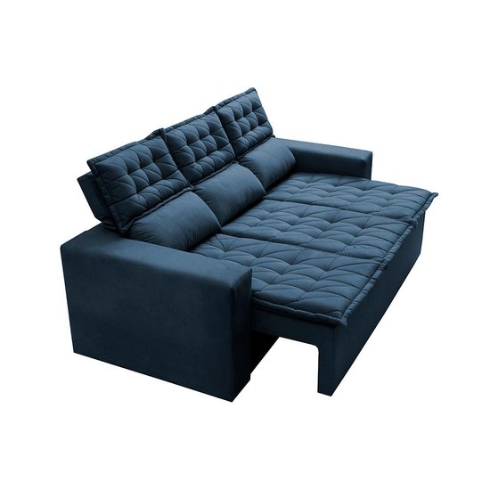 Sofá 3 Lugares Retrátil e Reclinável Cama inBox Slim 2,00m Velusoft Azul