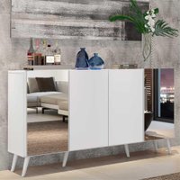 Aparador Buffet c/ Espelho e Pés Retrô Vegas Multimóveis Branco