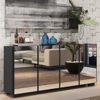 Aparador Buffet 4 Ptas c/ Espelho e Pés Quadrados Vegas Multimóveis Preto