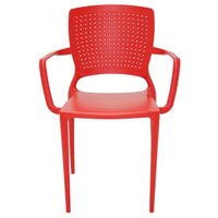 Cadeira Tramontina Safira em Polipropileno e Fibra de Vidro Vermelho com Braços