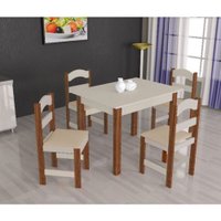 Mesa Arauna com 4 Cadeiras Primavera Off White / Bege