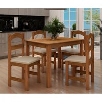 Mesa Arauna com 4 Cadeiras Primavera Off White / Bege