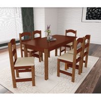 Mesa Arauna com 6 Cadeiras Primavera Amendoa / Bege