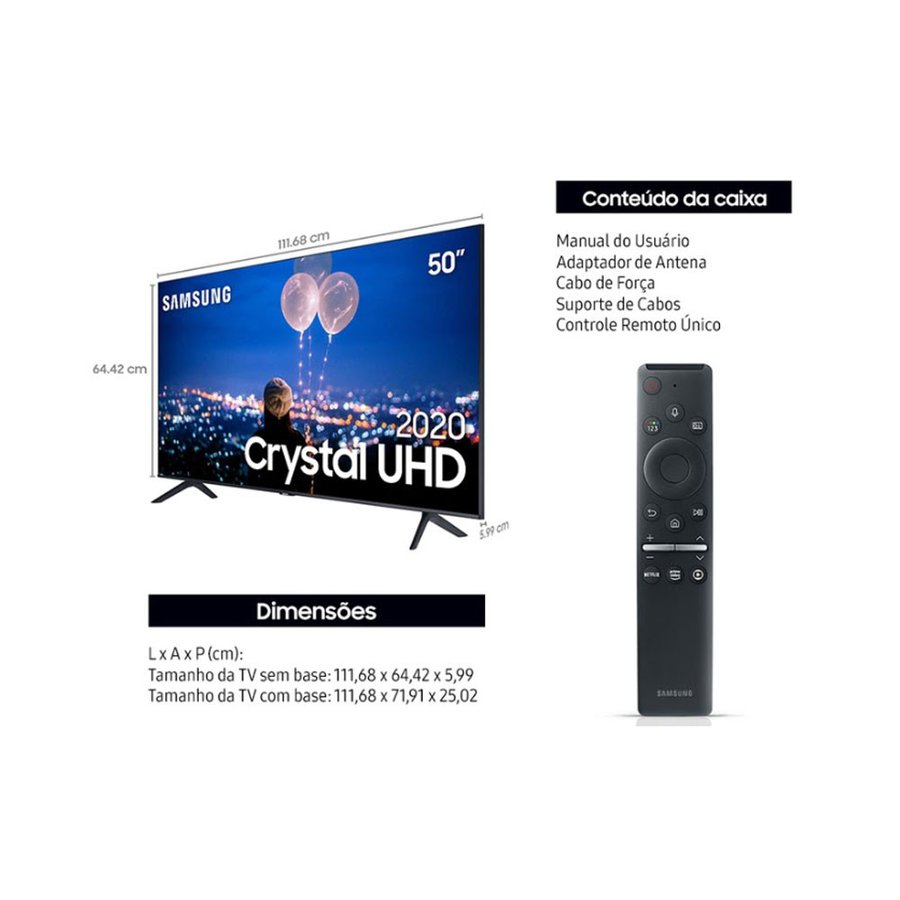 Smart Tv Samsung 50 Polegadas 4K UHD Crystal UN50TU8000GXZD Colombo