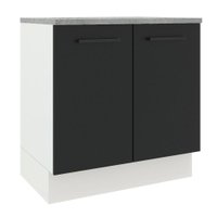 Balcão Armário de Cozinha 80 cm 2 Portas Branco/Preto Agata Madesa
