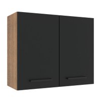 Armário de Cozinha Aéreo 80 cm 2 Portas Rustic/Preto Agata Madesa