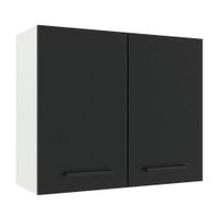 Armário de Cozinha Aéreo 80 cm 2 Portas Branco/Preto Agata Madesa