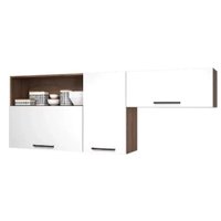 Armário Itatiaia 2 Portas com Nicho e 1 Porta 70 cm Acácia Castanho com Branco