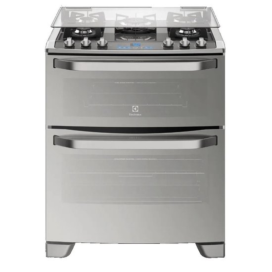 Fogão de Piso Electrolux 76DXV à Gás 5 Queimadores 2 Fornos Prata 110V 33052VBA188