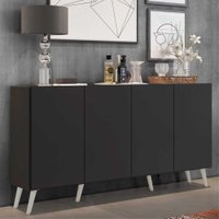 Aparador Buffet 4 Portas c/ Pés Retrô Veneza Multimóveis Preto/Branco