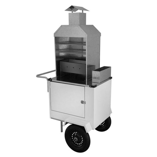 Carrinho de Churrasco Cefaz Econômico Branco com Rodas Pneumáticas BEC02P