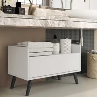 Gabinete Armário Banheiro 60 cm c/ Pés Retrô Multimóveis Branco/Preto