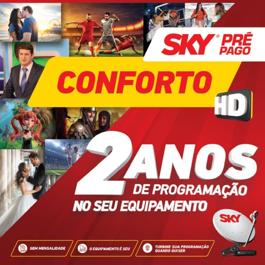 Kit Sky Pré Pago Com Recarga de 2 Anos de Programação SKY120 Kit Sky Pré Pago Com Recarga de 2 Anos de Programação SKY120