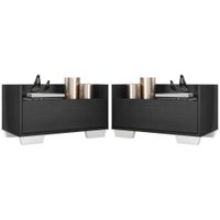 Kit c/ 2 Mesas de Cabeceira 60 cm c/ Pés Quadrados Multimóveis Preta/Branca