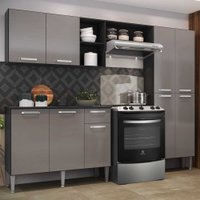 Cozinha Compacta com Armário e Balcão com Tampo Pequim Up Multimóveis Preta/Lacca Fumê