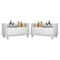 Kit c/ 2 Mesas de Cabeceira 60 cm c/ Rodízios Multimóveis Branca