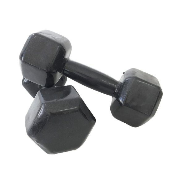 Par de Halter Dumbell Sextavado Revestido Ahead Sports 1 kg Preto