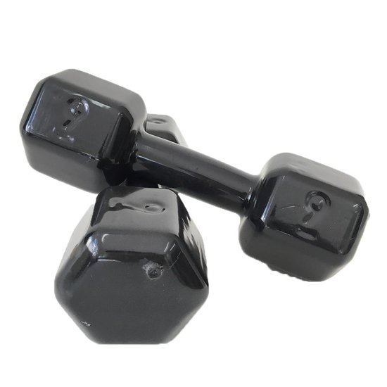 Par de Halter Dumbell Sextavado Revestido Ahead Sports 9 kg Preto
