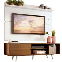 Rack Madesa Dubai e Painel para TV até 65 Polegadas com Pés - Rustic/Branco 5Z09