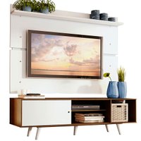 Rack Madesa Dubai e Painel para TV até 65 Polegadas com Pés - Rustic/Branco 6E09