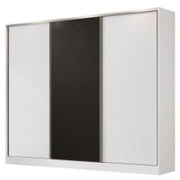 Guarda Roupa Casal 100% MDF Madesa Royale 3 Portas de Correr - Branco/Branco/Preto