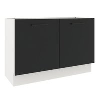 Balcão de Pia Cozinha 2 Portas Branco/Preto Agata Madesa