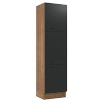 Paneleiro Armário de Cozinha 60 cm 3 Portas Rustic/Preto Agata Madesa