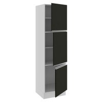 Paneleiro Armário de Cozinha 60 cm 3 Portas Branco/Preto Glamy Madesa