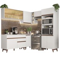 Cozinha Completa de Canto Madesa Reims 402002 com Armário e Balcão - Branco