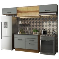Cozinha Compacta Madesa Agata 280001 com Armário e Balcão - Rustic/Cinza