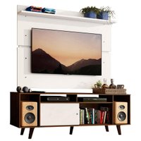 Rack Madesa Cancun com Pés e Painel para TV até 65 Polegadas - Rustic/Branco 6E9B