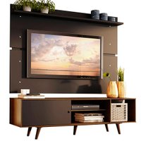 Rack Madesa Dubai e Painel para TV até 65 Polegadas com Pés - Rustic/Preto 7KD8