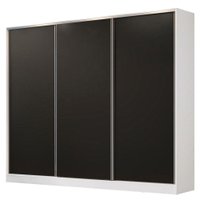 Guarda Roupa Casal 100% MDF Madesa Royale 3 Portas de Correr - Branco/Preto