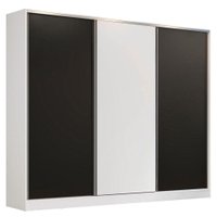 Guarda Roupa Casal 100% MDF Madesa Zurique 3 Portas de Correr - Branco/Preto/Branco