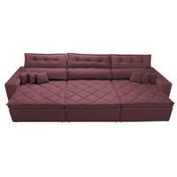 Sofá Austin 3,22m Retrátil, Reclinável com Molas no Assento e Almofadas, Tecido Suede Vinho