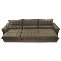 Sofá Retrátil e Reclinável 3,22m com Molas Ensacadas Cama inBox Aconchego Tecido Suede Castor