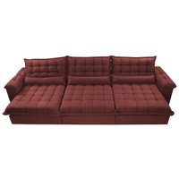 Sofá Retrátil e Reclinável 3,22m com Molas Ensacadas Cama inBox Aconchego Tecido Suede Vermelho
