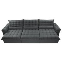 Sofá Retrátil e Reclinável 3,22m com Molas Ensacadas Cama inBox Aconchego Tecido Suede Cinza