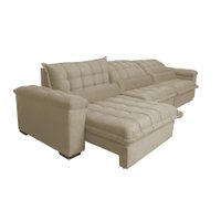 Sofá Retrátil e Reclinável 3,22m com Molas Ensacadas Cama inBox Aconchego Tecido Suede Bege