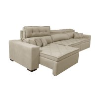 Sofá Austin 3,22m Retrátil, Reclinável com Molas no Assento e Almofadas, Tecido Suede Bege